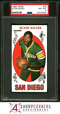 1969 Topps #75 Elvin Hayes Rc Rockets Hof Psa 8 • $152.38
