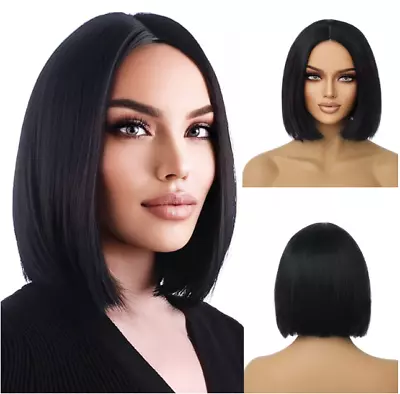 Black Bob Wigs Short Straight Black Hair Wig For Women Cosplay Wig USA • $13.99