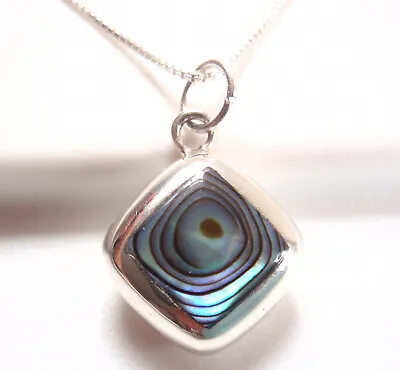 Reversible Abalone And Mother Of Pearl 925 Sterling Silver Pendant • $9.99