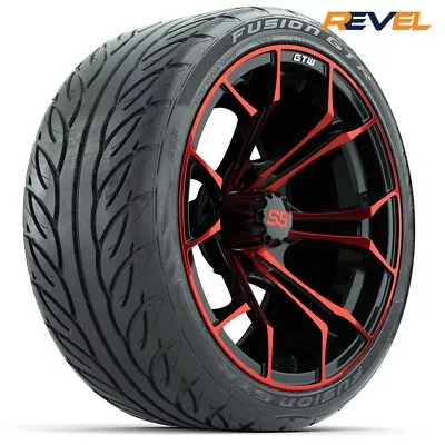 Set Of 4 15  Spyder Red & Black Golf Cart Wheels On 215/40R15 Fusion GTR Tires • $1249.95