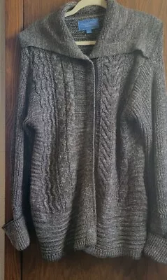 Simply Vera Wang Large  Sweater Cardigan Grey/white Pockets 52x31 • $7