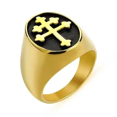 Magnum Pi Cross Of Lorraine Stainless Steel Metal Ring Knights Templar Crusader • $10.99