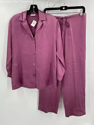 NWT Malizia La Perla Womens Pink Silk Long Sleeve 2 Piece Pajama Set Size XS • $84