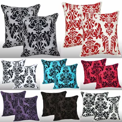 Luxury English Damask Flock Cushion Covers Sofa Decoration 17 X17  Uk Fast Ship • £3.99