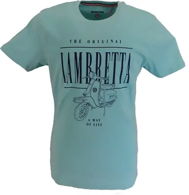 Lambretta Mens Light Blue Retro Scooter Artwork T-Shirt • £16.99