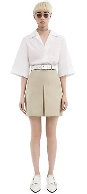 Acne Studios Carola Cotton Twill Beige Cream Skirt High Waisted Mini 38 UK 12 • $85.87