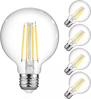 Ascher Vintage G25 Led Globe Light Bulbs E26 Daylight White 4000k 750lm 4-Pack • $15.99