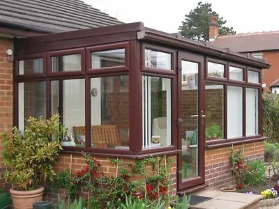 FABULOUSLY CHARMING Rosewood Lean To Conservatory 3800 X 2800 On Dwarf Wall • £3475