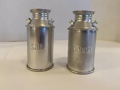 Vintage Metal Milk Can Jug Salt & Pepper Shakers Dairy Collectible • $8.99