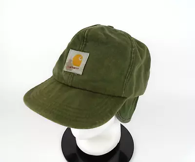 Vintage Carhartt Trapper Hat Size XL Insulated Green Canvas Ear Flap Cap USA • $18.90
