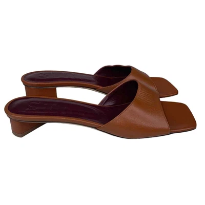 $69 • Buy Staud Womens Brown Comfort Slip On Heeled Slide Sandals Size US 7 EU 37.5