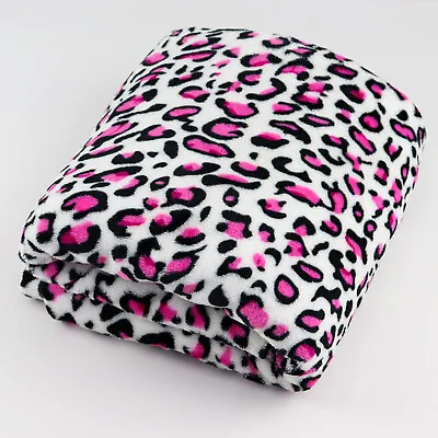 Leopard Fur Fabric Pink Purple Blanket Childrens Quilting Soft Fleece FS1191 • £0.99