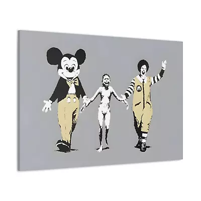 Banksy Mickey Mouse And Ronald McDonald Canvas Inspirational Wall Art Decor • £15.99