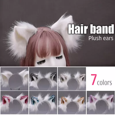 Lolita Girl Cat Faux Fox Animal Ear Bendable Hairpin Faux Fur Headband Plush Ear • $12.18