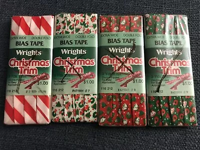 New Vintage 1979 Wrights Christmas Extra Wide Double Fold Bias Tape You Choose • $2.50