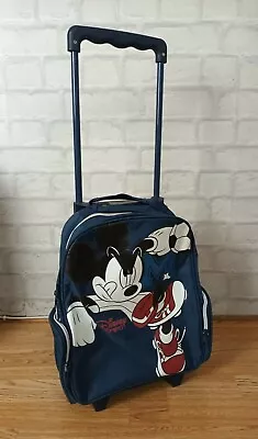 VINTAGE RETRO 90s DISNEY SPORT MICKEY MOUSE MINI SUITCASE LUGGAGE BAG TROLLEY • £36.99