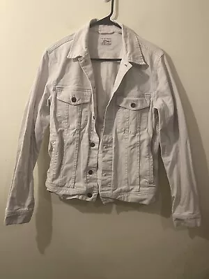 J. Crew Denim Jacket Classic White Jean Women's Button Down Small S • $26