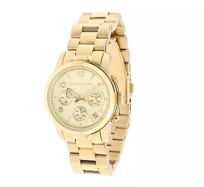 Michael Kors Runway Mk5055 Gold Chronograph Women Ladies Watch • $199.75