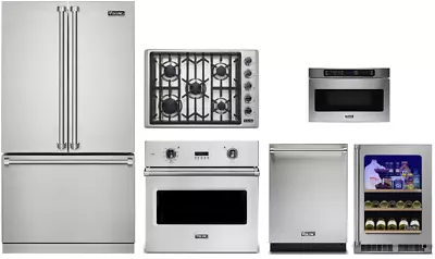 Viking Package With 30  Cooktop Oven 2 Microwave Drawers Bev Center & Fridge • $18175