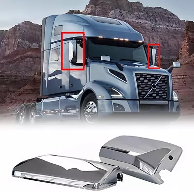 Pair Chrome Door Mirror Covers Fit For Volvo VNL Chrome Side Mirror Covers Fit  • $117.99