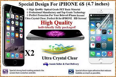 2 X Premium Ultra Clear Screen Protector For IPhone 6S（4.7') Anti Scraches Film • $7.99