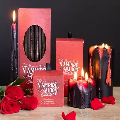 Vampire Blood Red Wax Dripping Candles - Taper & Pillar Candles Gothic Halloween • £8.99