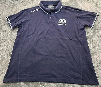 SCOTLAND Macron Rugby Polo Shirt Embroidered Logo Mens Size L • £17.99