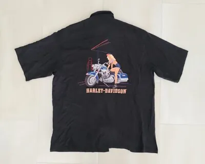 Vintage Harley Davidson Tori Richard Shirt Mens Sz XL Black Motorcycle Hawaiian • $33