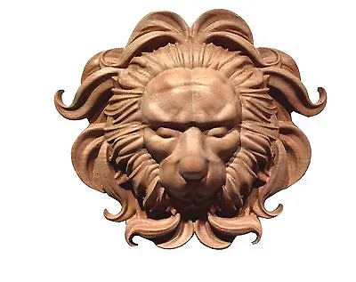 Hand Carved Variety Of Hard Wood Lion Head Appliqué Rosette • $48