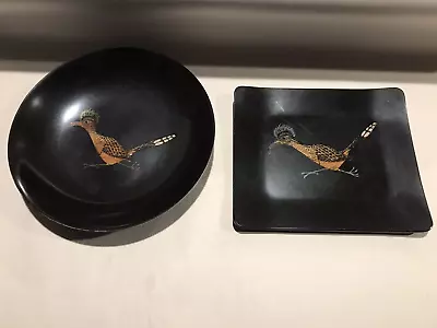 Vintage Couroc Bowl And Dessert Plate Roadrunner ORIGINAL Monterey California • $9.99