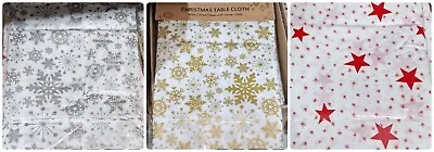 Christmas Table Cloth Wipe Clean Xmas Snowflake Red Gold Cover PVC 130 X 180cm • £4.99