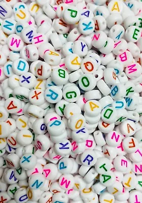 100 200 500 Multicoloured Alphabet ABC Letter Beads For Jewellery Making 7mm • £1.99