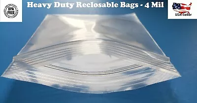 Clear Reclosable Zip Seal Top Lock 4Mil Heavy Duty Bags Plastic 4 Mil Baggies • $8.79