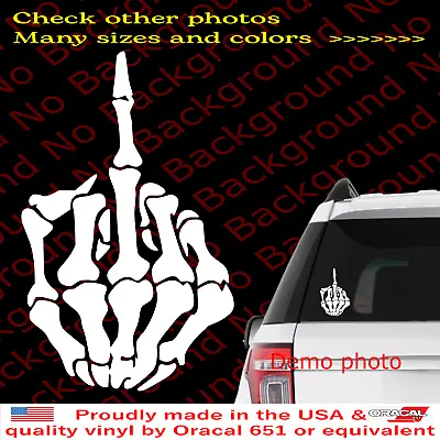 Skeleton Middle Finger VINYL DECAL Sticker For Car Skull Laptop Window  FY119 • $2.78