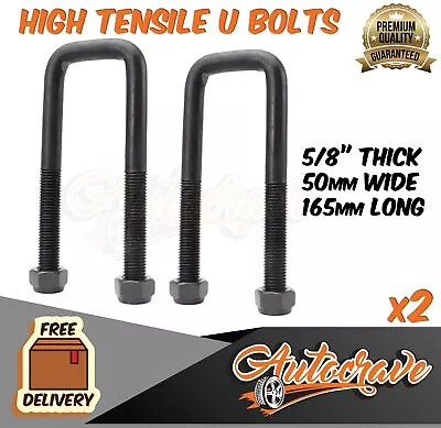 2x HIGH TENSILE 5/8  U BOLT 50mm X 165mm Caravan Trailer Spring Fitting UBOLT • $34.95