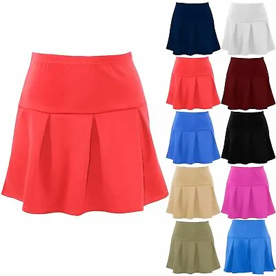 £6.99 • Buy Plus Size Ladies Womens High Waist Pleated Flared Short Skater Swing Mini Skirts