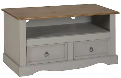 Corona TV Unit Grey Wax Flat Screen Solid Pine Living Room By Mercers Furniture® • £67.99