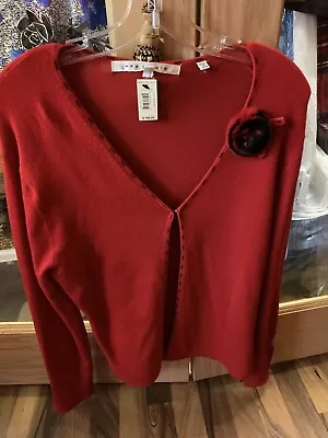 Max Studio Knockout Sweater With Mink Flower Detail (L) • $23