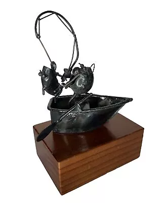 Vintage Greg Quayle Original Flea Metal Sculpture Fishing. Fish In A Boat • $35