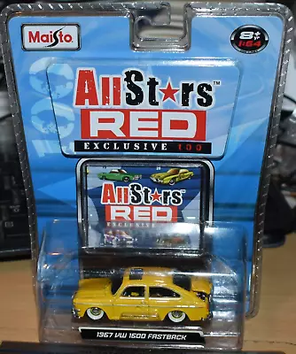 Maisto All Stars Red - 1967 Volkswagen 1600 TL Fastback Yellow 1:64 Scale 2008 • $15.99