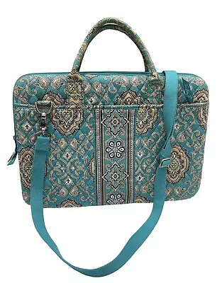 Vera Bradley Laptop Portfolio Turquoise  Brown Bag 17  Quilted Paisley Retired • $29.99