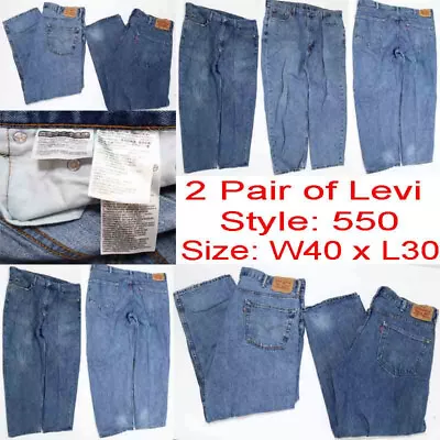 2 Pair Of Men Levi Style#:550 Denim Jeans Sz: W40XL30 Made In Bangladesh/Mexico • $26.25