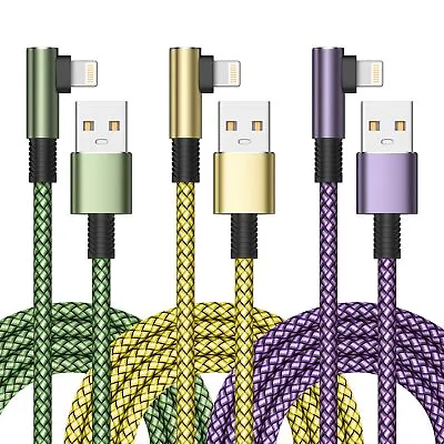 3Pack 2M IPhone Charger Cable Right Angle IPhone Charging Cable MFi Certified • £10.83