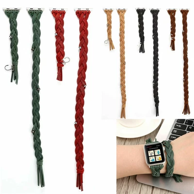 $23.81 • Buy Handmade Woven Leather Band For Apple Watch Strap Series 6 5 4 3 2 44/40/42/38mm