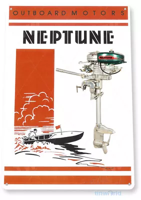 TIN SIGN Neptune Outboard Motors Retro Boat Motor Sign C600 • $10.25