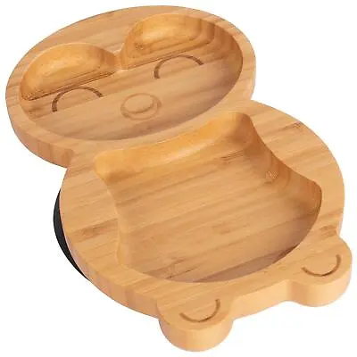 Tiny Dining Black Penguin Bamboo Baby Suction Plate Toddler Weaning Feeding Set • £13