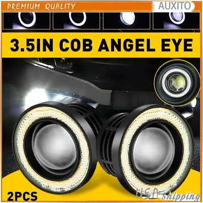 Universal 2Pcs 3.5  Round Projector LED DRL Halo Angel Eyes Fog Lights Lamp • $18.99