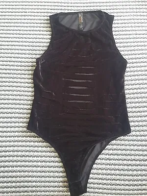 £10 • Buy Ann Summers Black Velvet Cut Out Body Suit XS UK 4-6