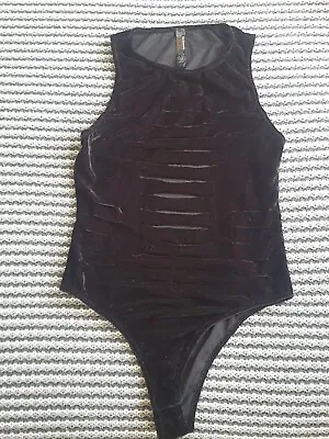 Ann Summers Black Velvet Cut Out Body Suit XS UK 4-6 • £10