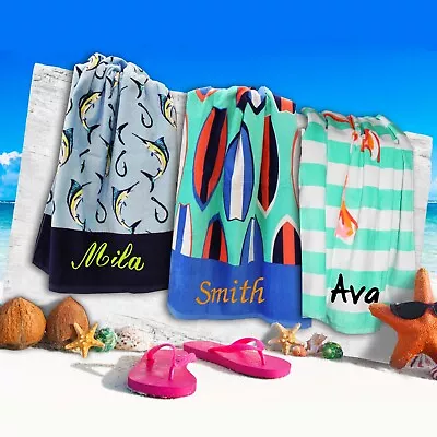 Personalized Beach Towels Monogrammed Gifts For Kids Her Him Embroidered  • $39.99